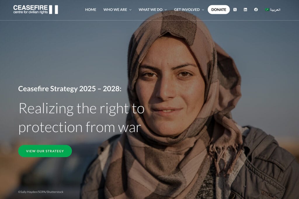 Ceasefire – Charity website design & strategic campaign microsite. Website redesign, UX strategy, audience-focused content structure. By Siân Jones - digital designer West Wales.